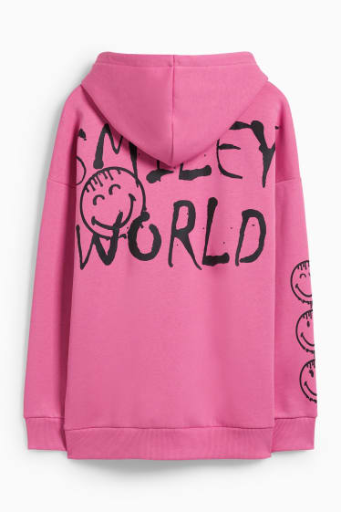 Dames - CLOCKHOUSE - hoodie - SmileyWorld® - fuchsiarood
