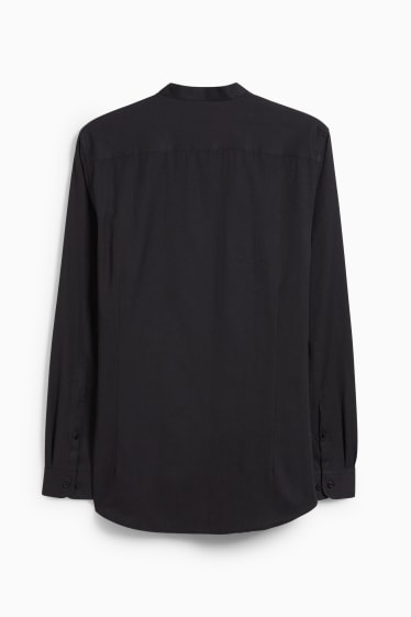 Herren - Oxford Hemd - Slim Fit - Stehkragen - schwarz