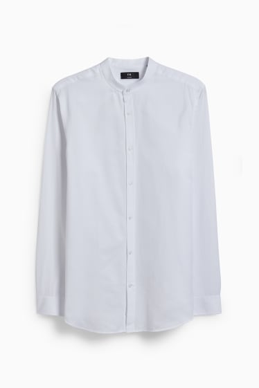 Men - Oxford shirt - slim fit - band collar - white