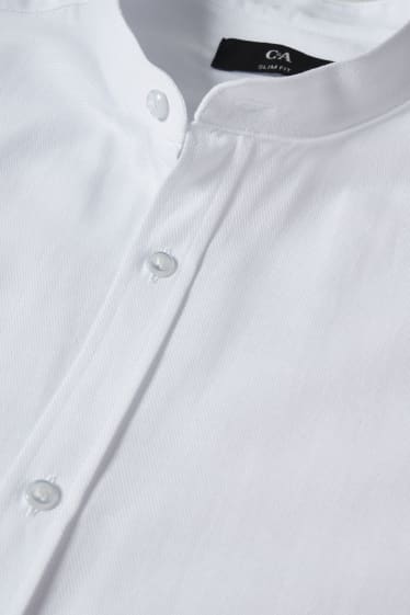 Men - Oxford shirt - slim fit - band collar - white