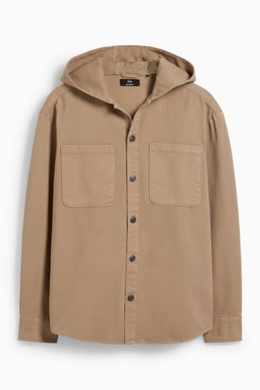 Pánské - Košilová bunda s kapucí - béžová