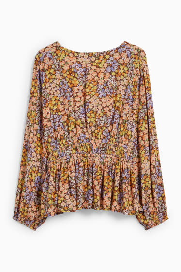 Donna - Blusa - a fiori - marrone chiaro