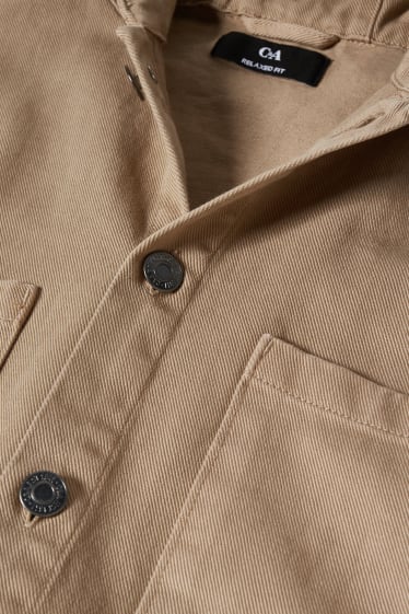 Uomo - Giacca camicia con cappuccio - beige