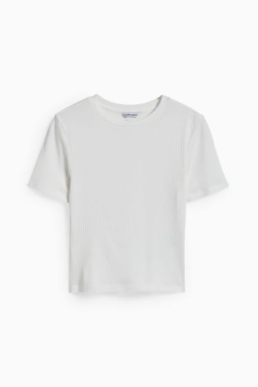 Kobiety - CLOCKHOUSE - krótki T-shirt - biały