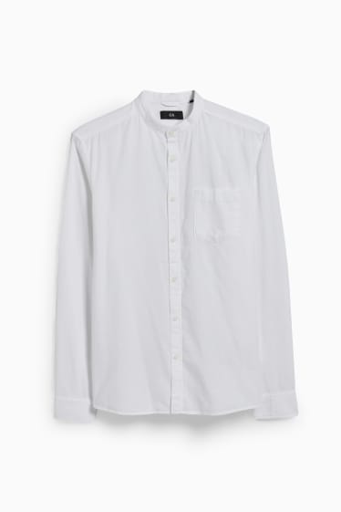 Men - Shirt - regular fit - band collar - white