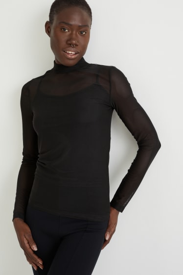 Femei - Tricou cu mânecă lungă - negru