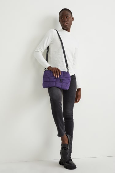 Women - Small quilted shoulder bag with detachable bag strap - purple