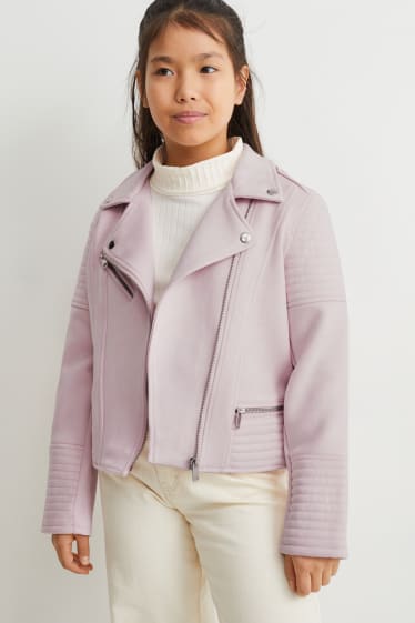 Enfants filles - Blouson motard - synthétique - rose