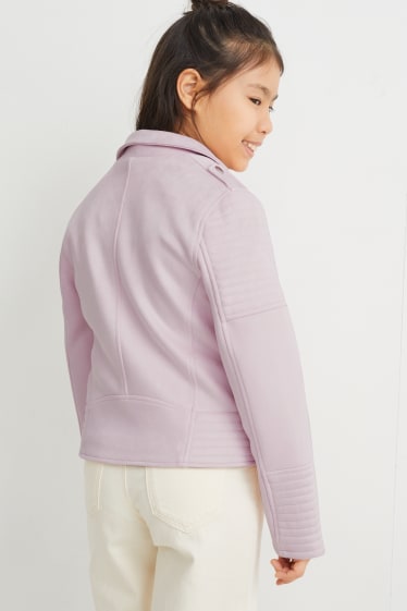 Enfants - Blouson motard - synthétique - rose