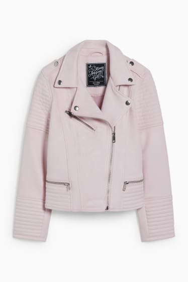 Children - Biker jacket - faux suede - rose