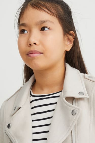 Niños: niñas - Cazadora biker - antelina - crema
