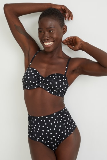 Women - Bikini bottoms - high waist - LYCRA® XTRA LIFE™ - polka dot - black