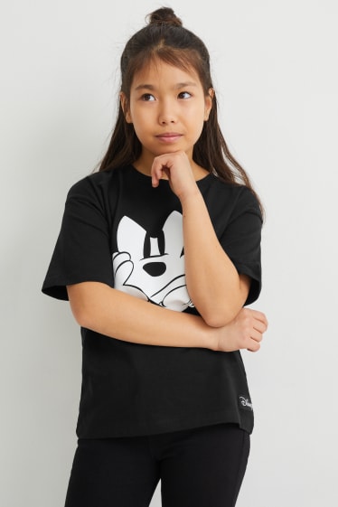 Kinder - Micky Maus - Kurzarmshirt - schwarz