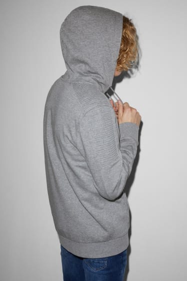 Men - Zip-through sweatshirt with hood - light gray-melange