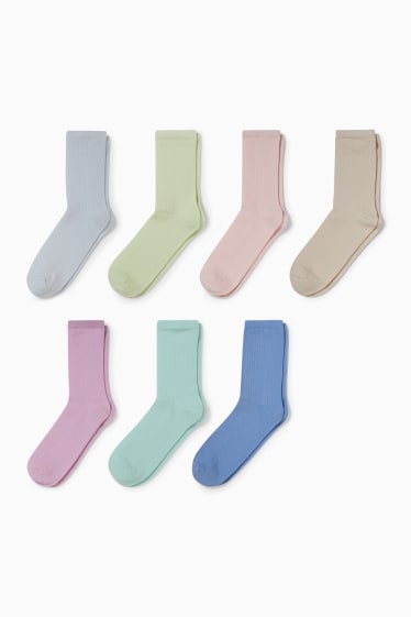 Damen - Multipack 7er - Socken - blau  / beige