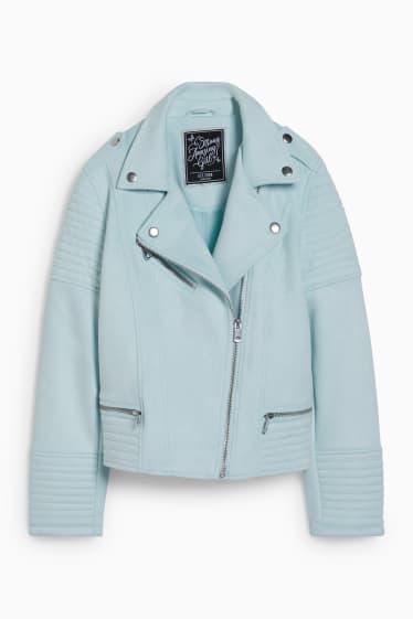 Children Girls - Biker jacket - faux suede - mint green