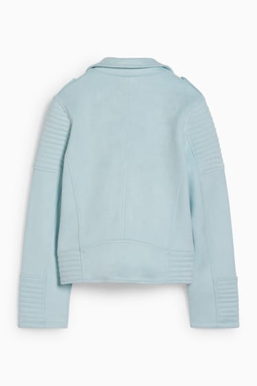 Children Girls - Biker jacket - faux suede - mint green