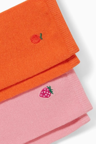 Femmes - Lot de 7 paires - chaussettes à motif - Fruits - orange foncé