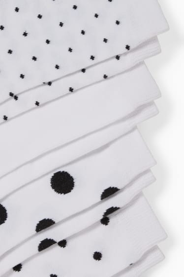 Mujer - Pack de 5 - calcetines - de lunares - blanco