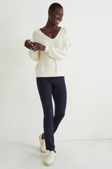 Femmes - Pantalon en jersey - straight fit - bleu foncé