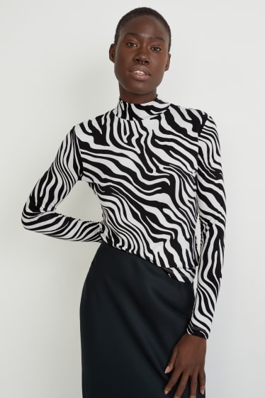 Women - Long sleeve top - black / white