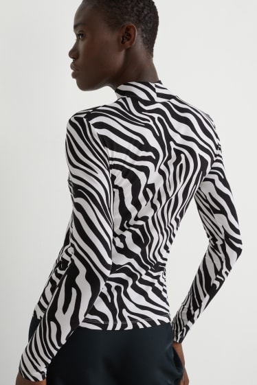 Femei - Tricou cu mânecă lungă - negru / alb