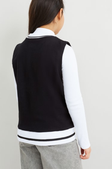 Bambine - Set - maglia a maniche lunghe e gilet - 2 pezzi - nero