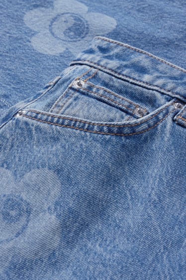 Teens & Twens - CLOCKHOUSE - Wide Leg Jeans - High Waist - geblümt - jeansblau