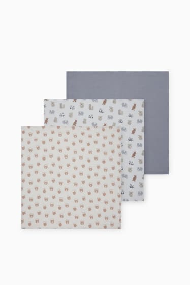 Bébés - Lot de 3 - foulard en mousseline bébé - blanc crème