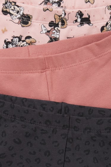 Niños - Pack de 3 - Minnie Mouse - leggings térmicos - gris / rosa