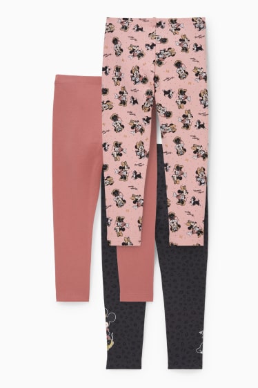 Niños - Pack de 3 - Minnie Mouse - leggings térmicos - gris / rosa