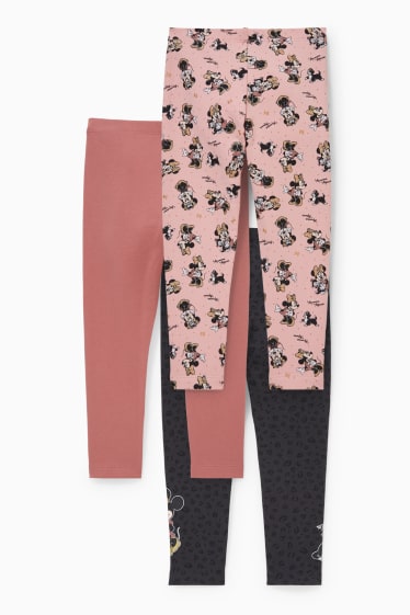 Enfants - Lot de 3 - Minnie Mouse - leggings chauds - gris / rose