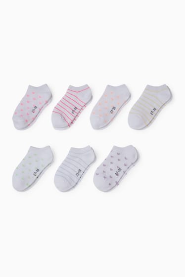 Kinder Mädchen - Multipack 7er - Herzen - Sneakersocken mit Motiv - weiß