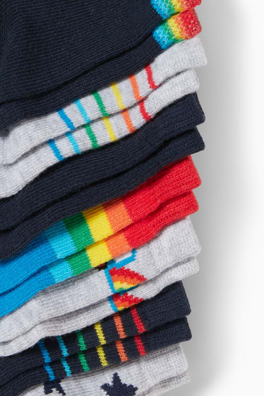 Kinderen - Set van 7 paar - regenbogen - sokken met motief - donkerblauw