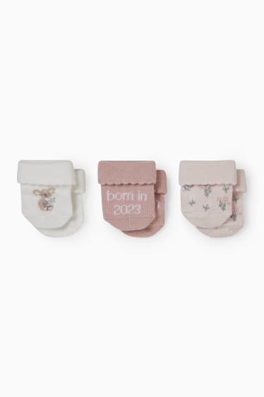 Babys - Multipack 3er - Koala - Baby-Socken mit Motiv - weiss / rosa