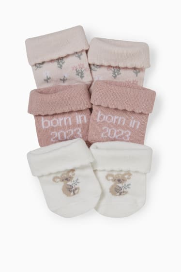 Babys - Multipack 3er - Koala - Baby-Socken mit Motiv - weiß / rosa