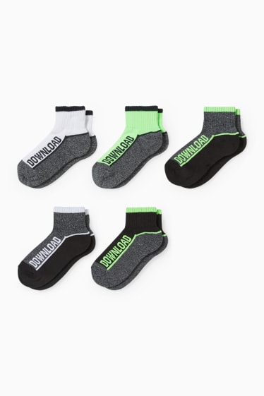 Enfants - Lot de 5 paires - download - chaussettes à motif - blanc / noir