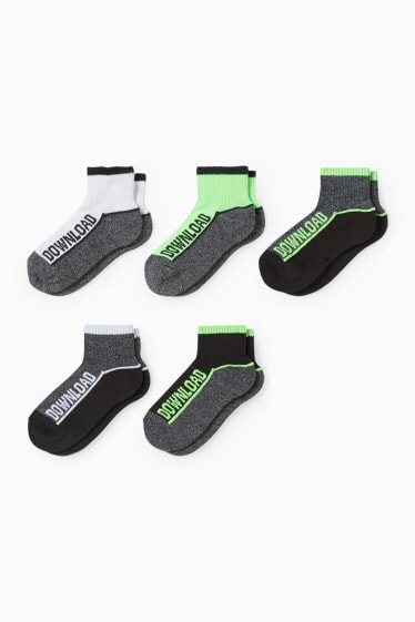 Children Boys - Multipack of 5 - Download - socks with motif - white / black