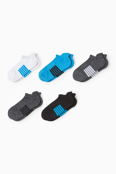 Niños - Pack de 5 - calcetines tobilleros - de rayas - azul / blanco