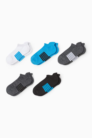 Bambini - Confezione da 5 - calzini corti - a righe - blu / bianco