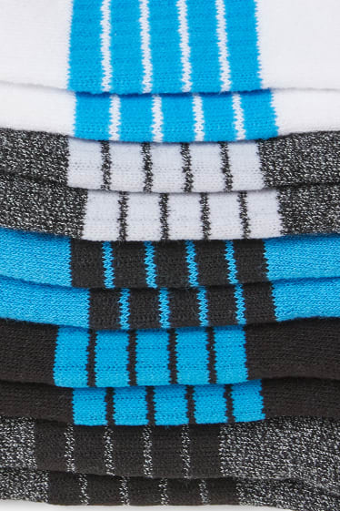 Niños - Pack de 5 - calcetines tobilleros - de rayas - azul / blanco
