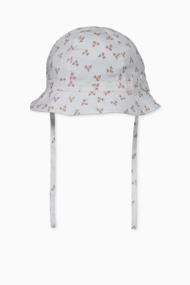 Baby Mädchen - Baby-Hut - geblümt - weiss