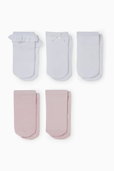 Bébés filles - Lot de 5 - chaussettes pour bébé - blanc / rose