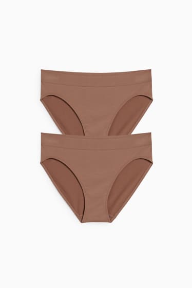 Donna - Confezione da 2 - slip - senza cuciture - marrone