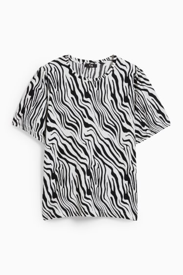 Women - T-shirt - patterned - black / white