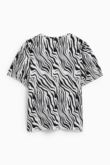 Damen - T-Shirt - gemustert - schwarz / weiß