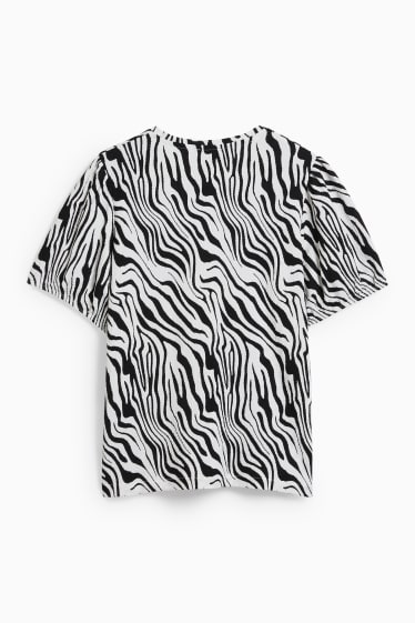 Women - T-shirt - patterned - black / white