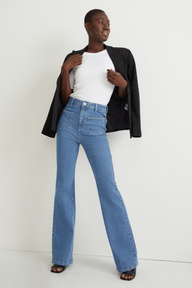 Femei - Flared jeans - talie înaltă - LYCRA® - denim-albastru