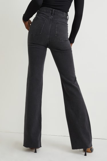 Kobiety - Flared jeans - wysoki stan - LYCRA® - dżins-ciemnoszary