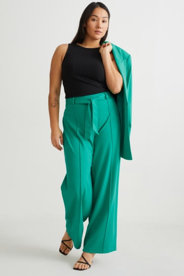 Dames - Broek van jersey - flared - groen